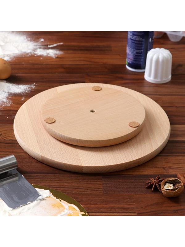 Подставка-доска сервировочная Доброе Дерево, вращающаяся, 30 см, массив бука