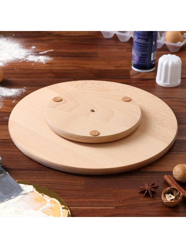 Подставка-доска сервировочная, вращающаяся, 35 см, массив бука