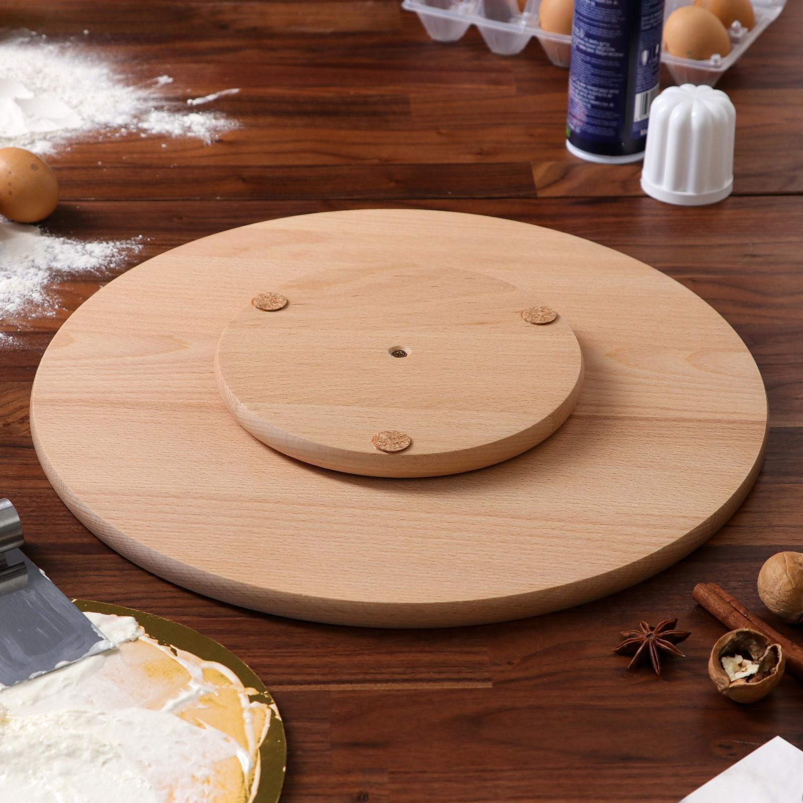 Подставка сервировочная, вращающаяся, 40 см, массив бука