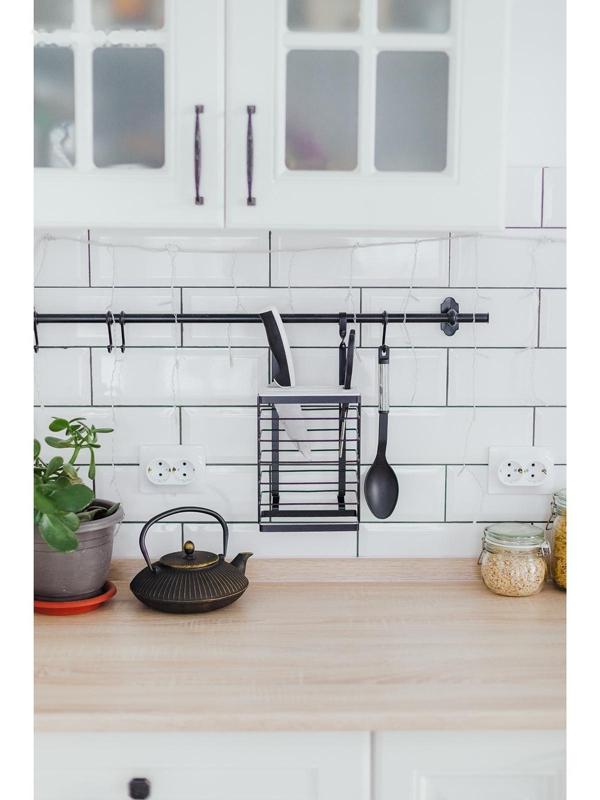 Держатель для ножей на рейлинг, 16,3×9,5×34,6 см, цвет чёрный