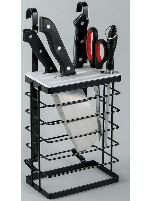 Держатель для ножей на рейлинг, 16,3×9,5×34,6 см, цвет чёрный