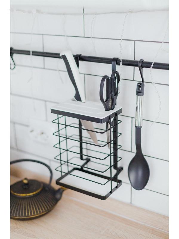 Держатель для ножей на рейлинг, 16,3×9,5×34,6 см, цвет чёрный