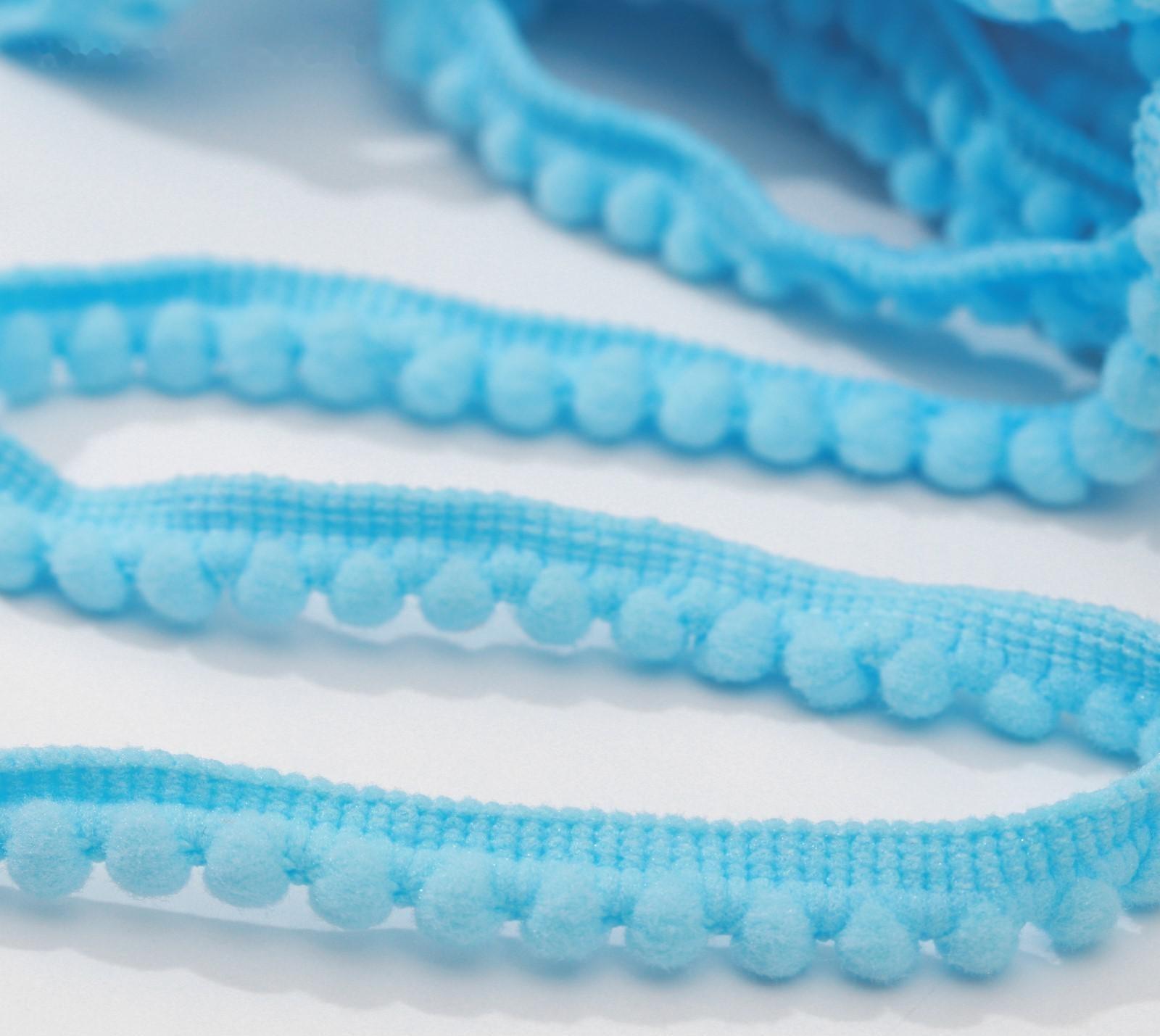 Тесьма декоративная с помпонами, 12 ± 2 мм, 8 ± 1 м, цвет голубой