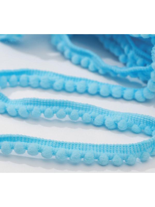 Тесьма декоративная с помпонами, 12 ± 2 мм, 8 ± 1 м, цвет голубой