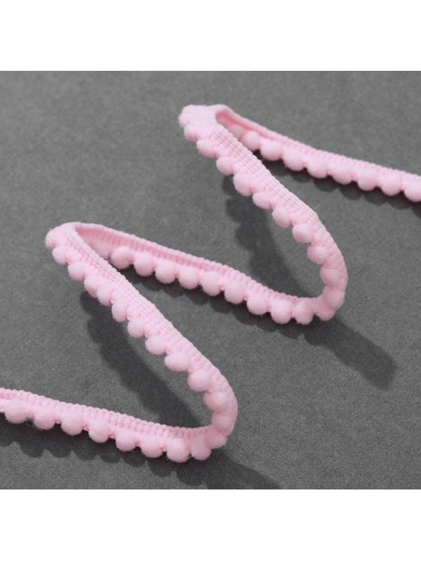 Тесьма декоративная с помпонами, 12 ± 2 мм, 8 ± 1 м, цвет розовый