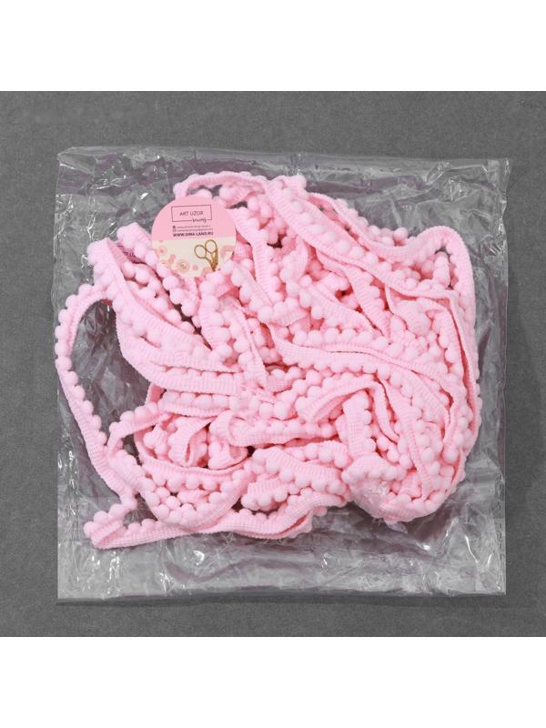 Тесьма декоративная с помпонами, 12 ± 2 мм, 8 ± 1 м, цвет розовый