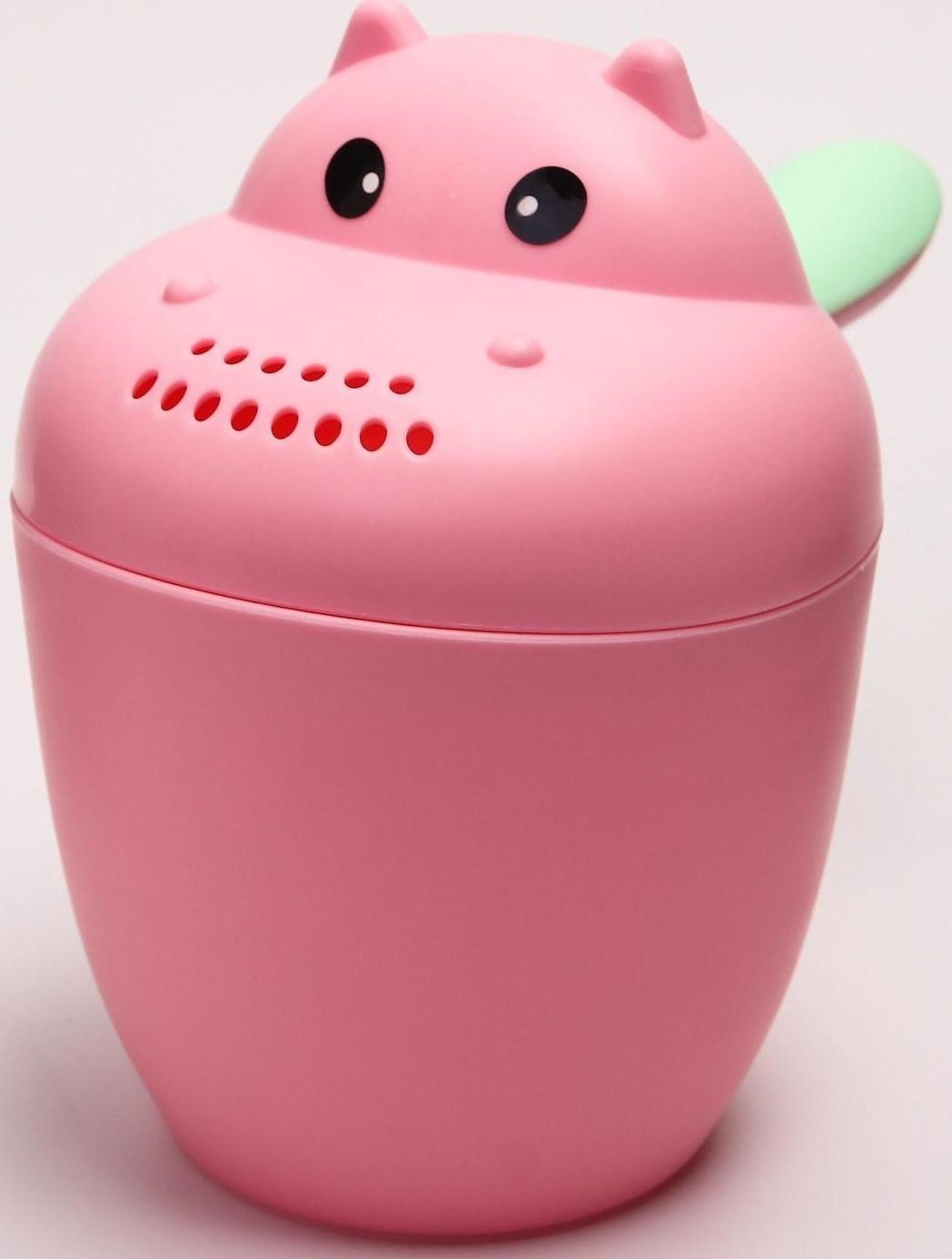 Ковш для купания и мытья головы, детский банный ковшик, хозяйственный  «Бегемотик», 500 мл., цвет МИКС