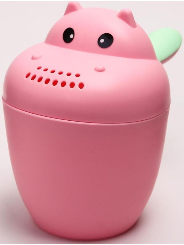 Ковш для купания и мытья головы, детский банный ковшик, хозяйственный  «Бегемотик», 500 мл., цвет МИКС