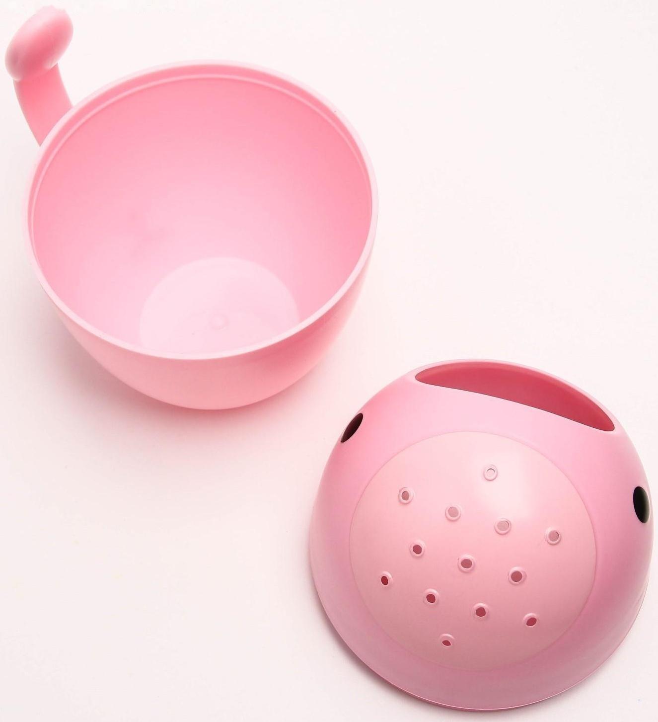 Ковш для купания и мытья головы, детский банный ковшик, хозяйственный  «Кит», 400 мл., цвет розовый