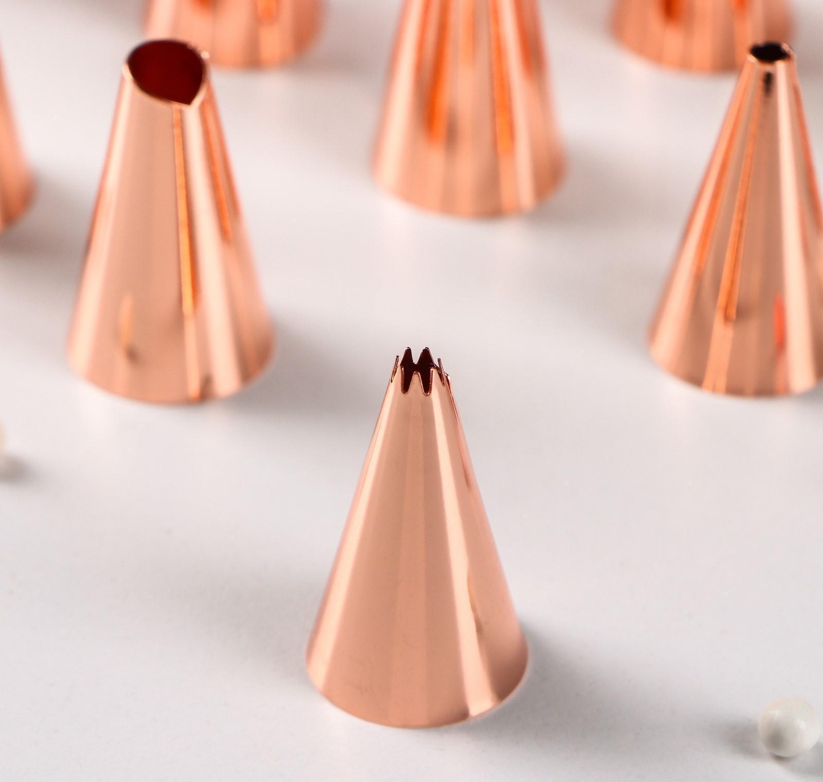 Набор насадок кондитерских Доляна, 9 шт, 1,8×3 см, цвет медный