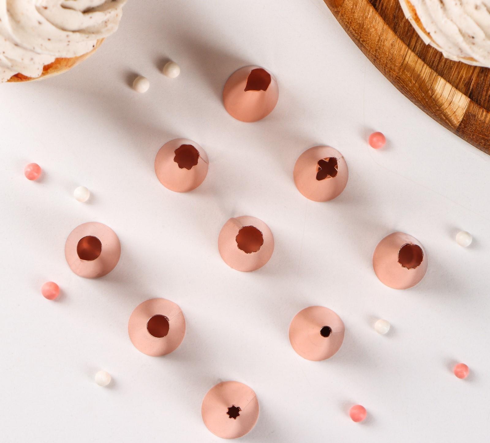 Набор насадок кондитерских Доляна, 9 шт, 1,8×3 см, цвет медный