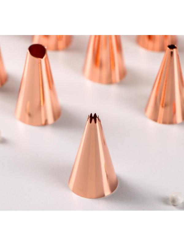 Набор насадок кондитерских Доляна, 9 шт, 1,8×3 см, цвет медный