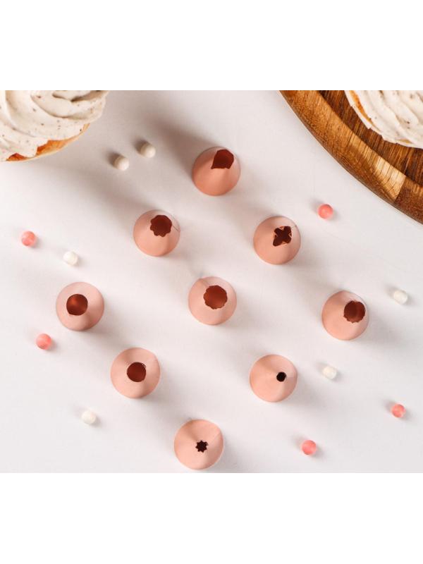 Набор насадок кондитерских Доляна, 9 шт, 1,8×3 см, цвет медный