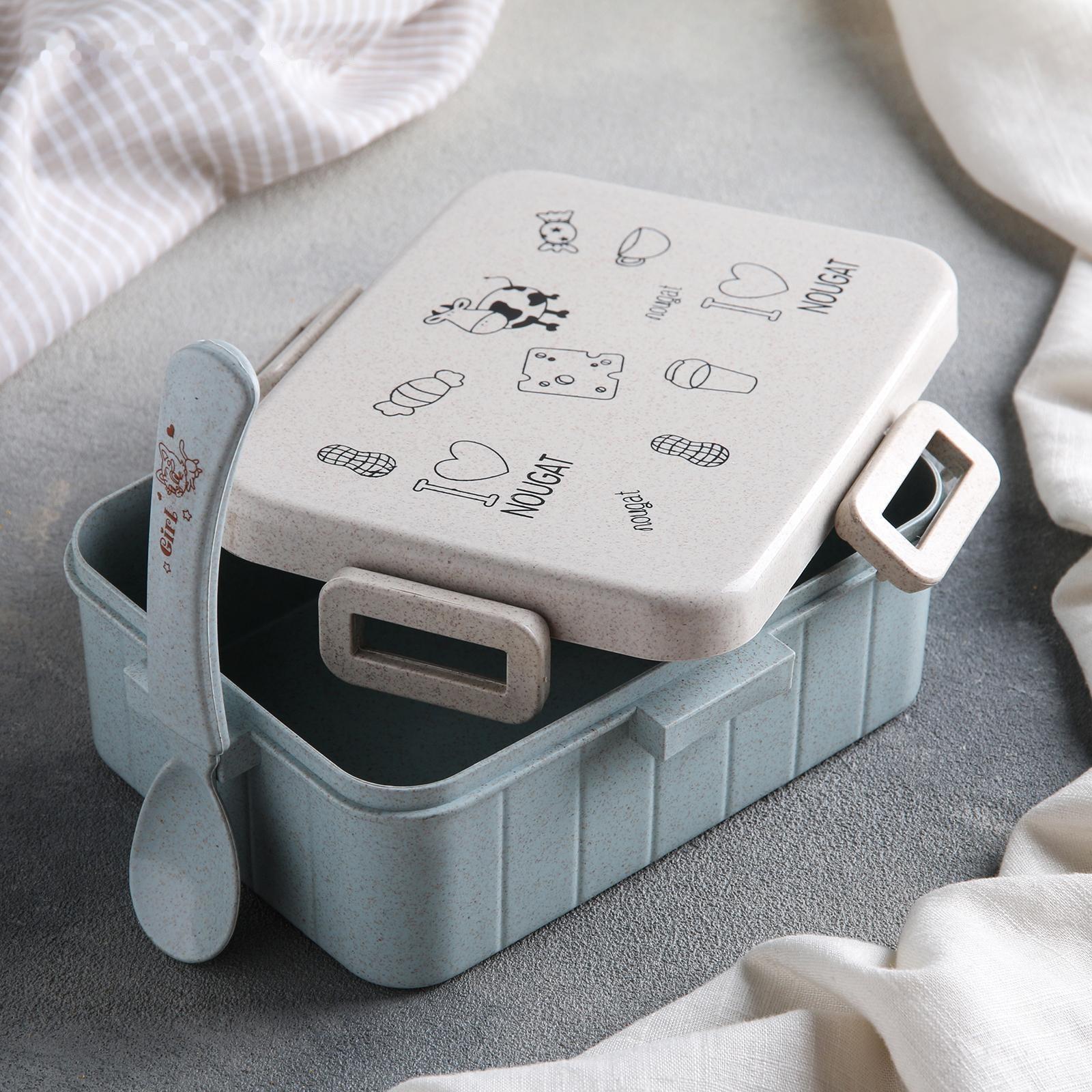 Ланч-бокс пластиковый «Люблю вкусняшки», с ложкой, прямоугольный, цвет МИКС