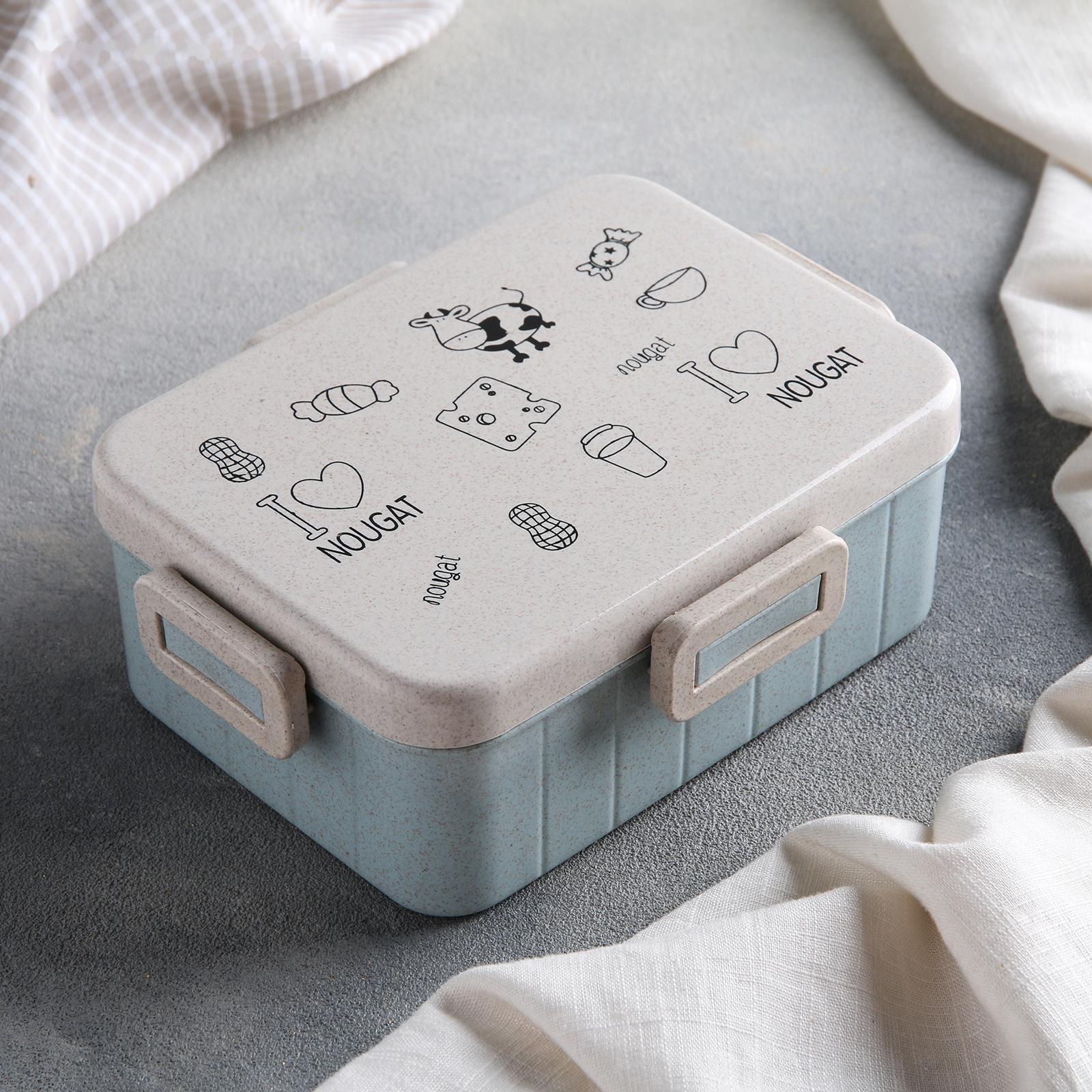 Ланч-бокс пластиковый «Люблю вкусняшки», с ложкой, прямоугольный, цвет МИКС