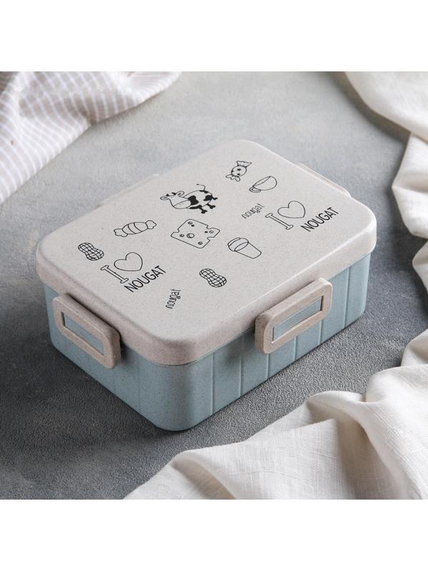 Ланч-бокс пластиковый «Люблю вкусняшки», с ложкой, прямоугольный, цвет МИКС