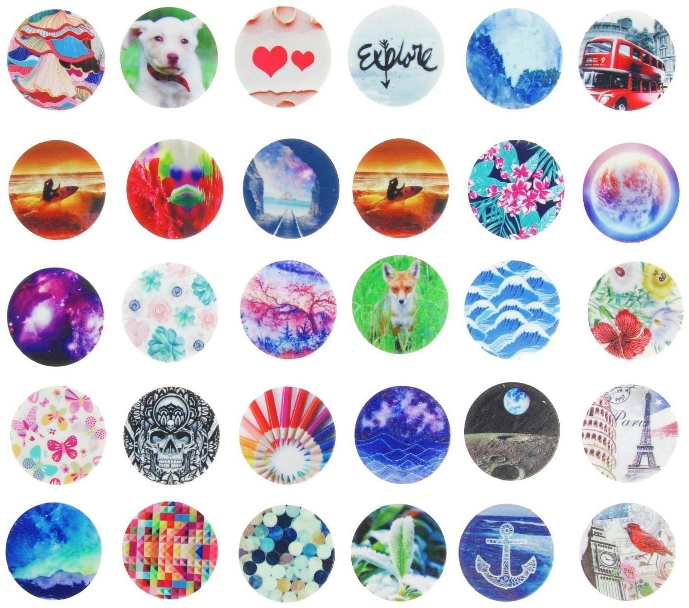 Держатель-подставка попсокет для телефона LuazON, рисунок МИКС