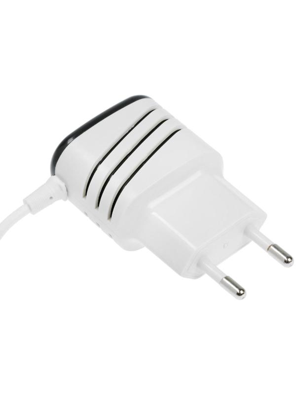 Сетевое зарядное устройство LuazON LCC-24, 2 USB, microUSB, 1 A, 1 м, черно-белое