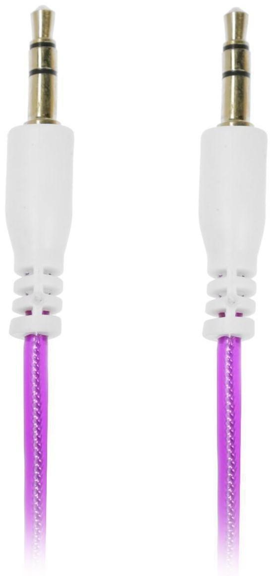 Кабель аудио AUX LuazON, Jack 3.5 мм(m)-Jack 3.5 мм(m), прозрачная оплетка, 1 м, фиолетовый