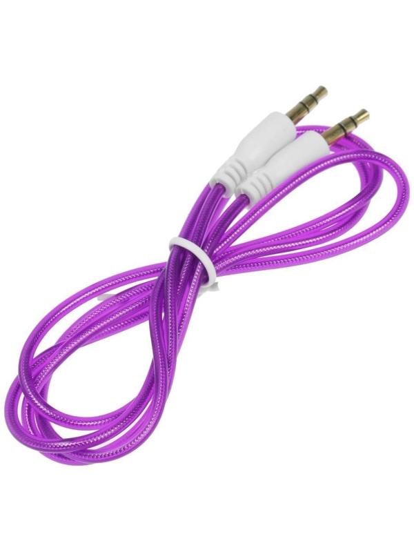 Кабель аудио AUX LuazON, Jack 3.5 мм(m)-Jack 3.5 мм(m), прозрачная оплетка, 1 м, фиолетовый