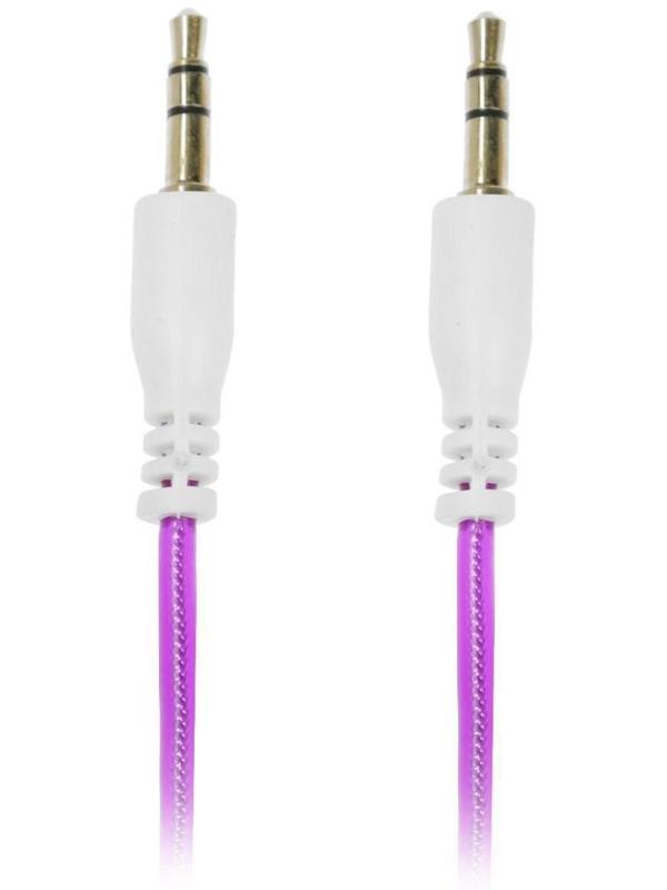 Кабель аудио AUX LuazON, Jack 3.5 мм(m)-Jack 3.5 мм(m), прозрачная оплетка, 1 м, фиолетовый