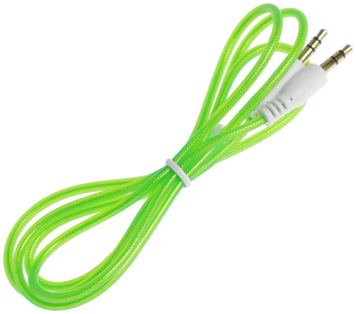 Кабель аудио AUX LuazON, Jack 3.5 мм(m)-Jack 3.5 мм(m), прозрачная оплетка, 1 м, зелёный