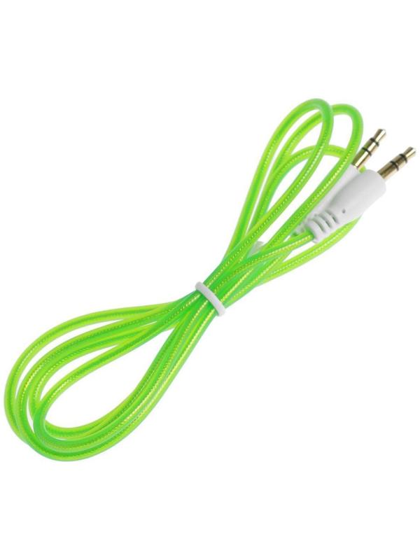 Кабель аудио AUX LuazON, Jack 3.5 мм(m)-Jack 3.5 мм(m), прозрачная оплетка, 1 м, зелёный