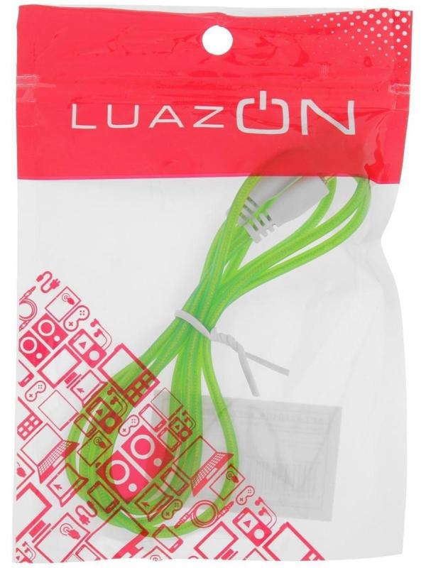 Кабель аудио AUX LuazON, Jack 3.5 мм(m)-Jack 3.5 мм(m), прозрачная оплетка, 1 м, зелёный