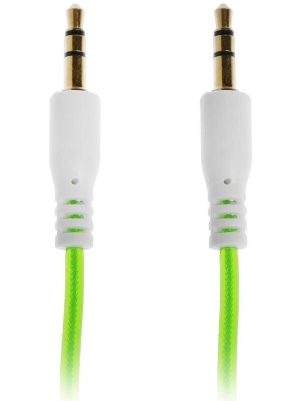 Кабель аудио AUX LuazON, Jack 3.5 мм(m)-Jack 3.5 мм(m), прозрачная оплетка, 1 м, зелёный