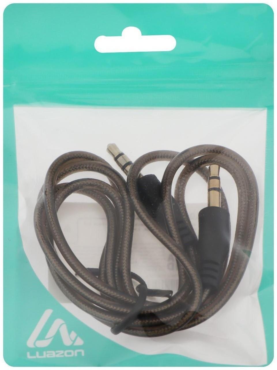 Кабель аудио AUX LuazON, Jack 3.5 мм(m)-Jack 3.5 мм(m), прозрачная оплетка, 1 м, чёрный