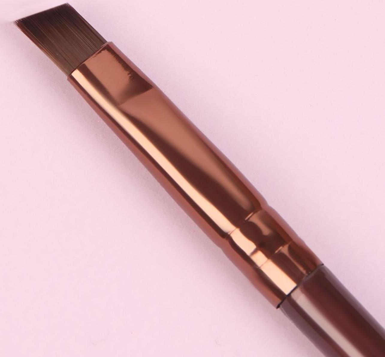 Кисть для макияжа «Brush СOFFEE», скошенная, 13 см, цвет коричневый/бронзовый
