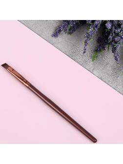 Кисть для макияжа «Brush СOFFEE», скошенная, 13 см, цвет коричневый/бронзовый