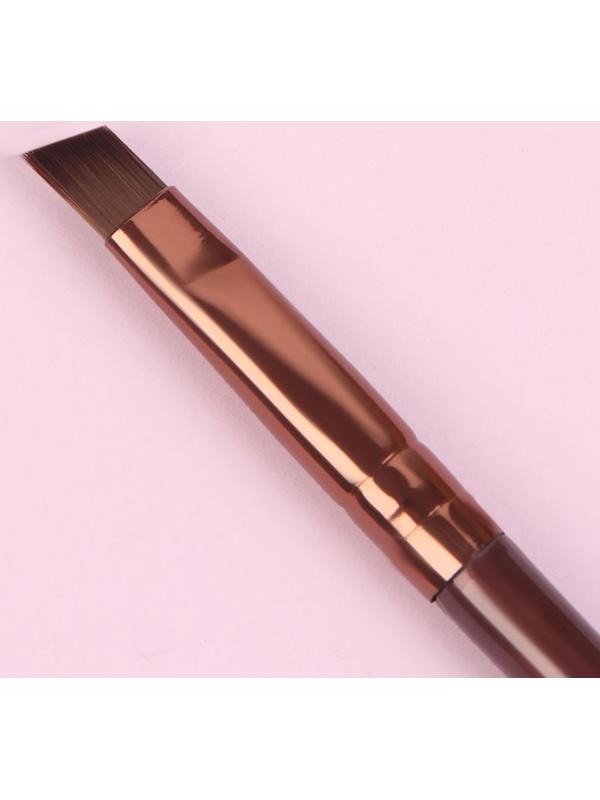 Кисть для макияжа «Brush СOFFEE», скошенная, 13 см, цвет коричневый/бронзовый