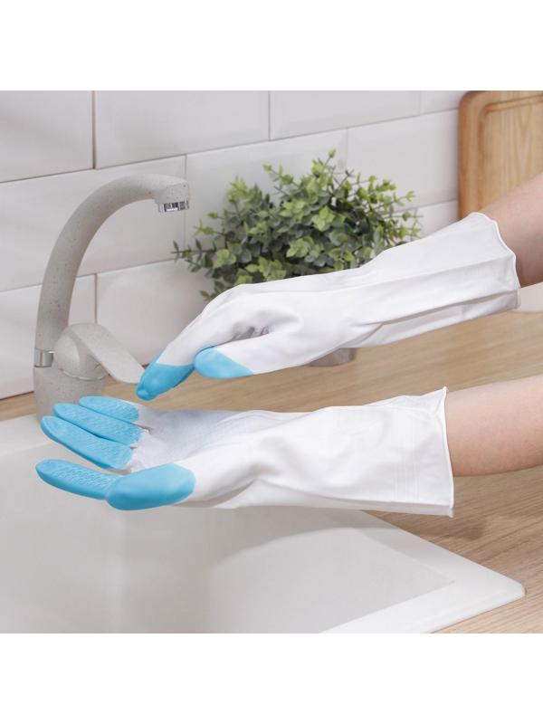 Перчатки хозяйственные Доляна, размер M, ПВХ, защитные, суперпрочные, 70 гр, цвет МИКС