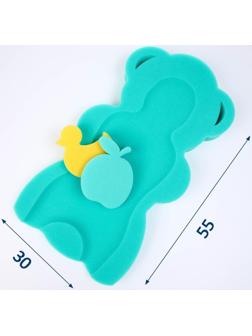 Подкладка для купания макси «Мишка», цвет зеленый, 55х30х6см