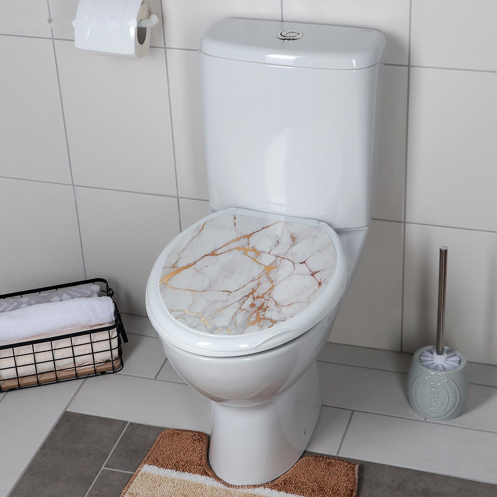 Сиденье для унитаза с крышкой «Декор. Белый мрамор», цвет белый