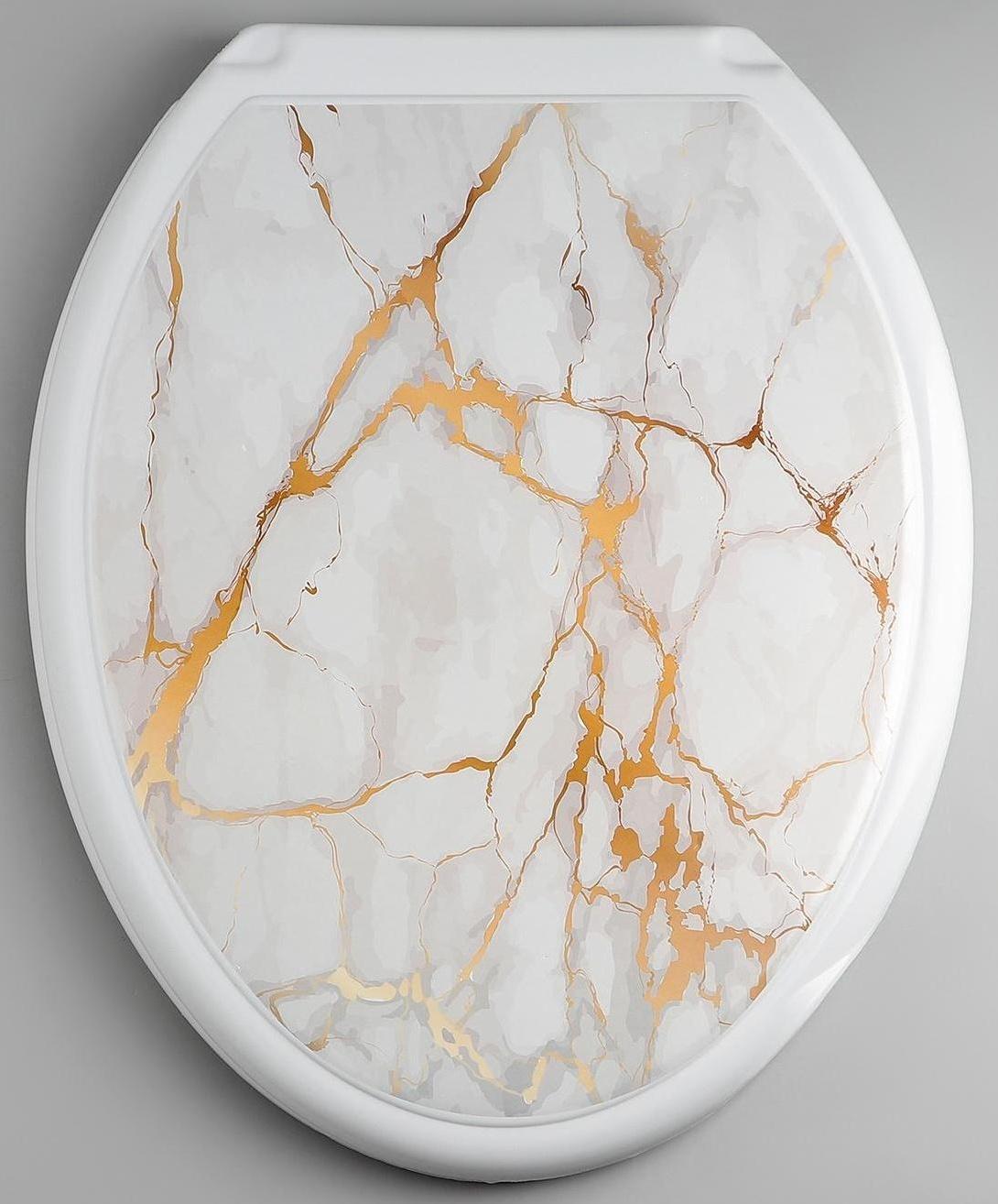 Сиденье для унитаза с крышкой «Декор. Белый мрамор», цвет белый