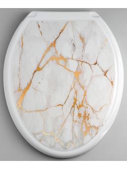 Сиденье для унитаза с крышкой «Декор. Белый мрамор», цвет белый
