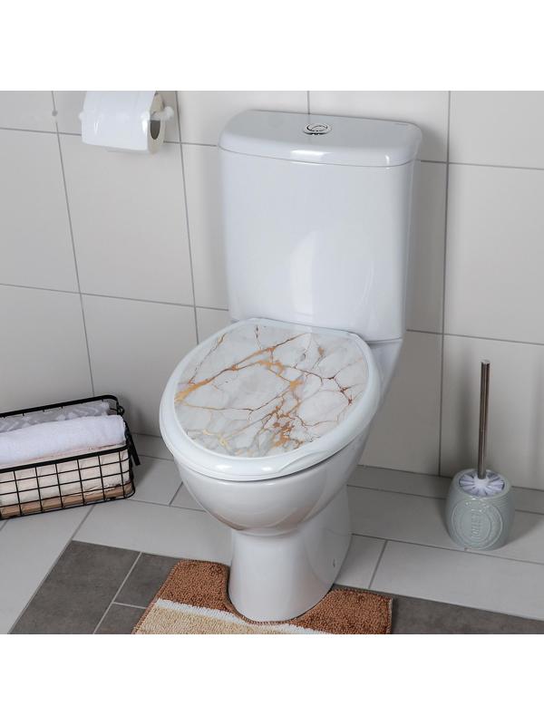 Сиденье для унитаза с крышкой «Декор. Белый мрамор», цвет белый