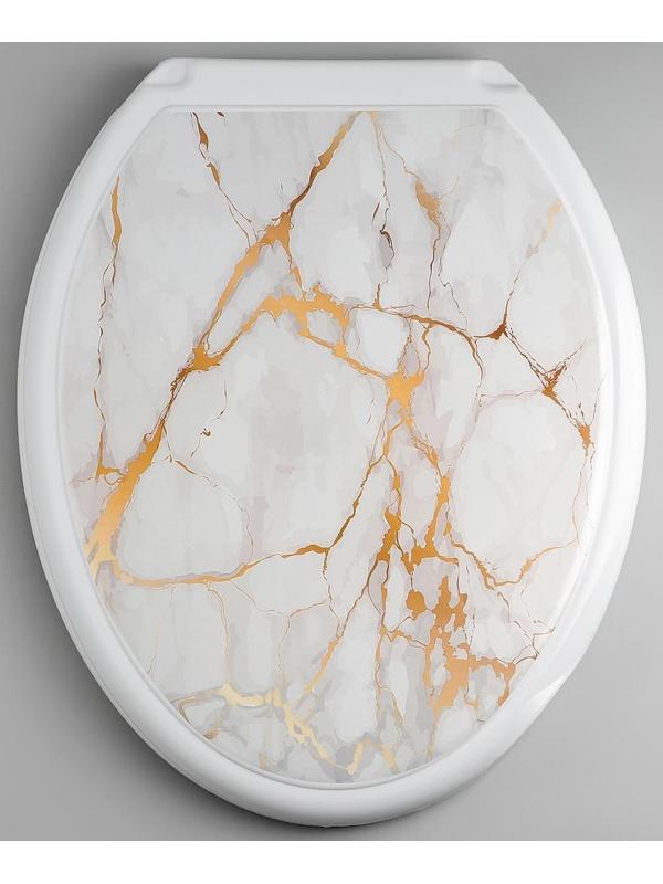 Сиденье для унитаза с крышкой «Декор. Белый мрамор», цвет белый