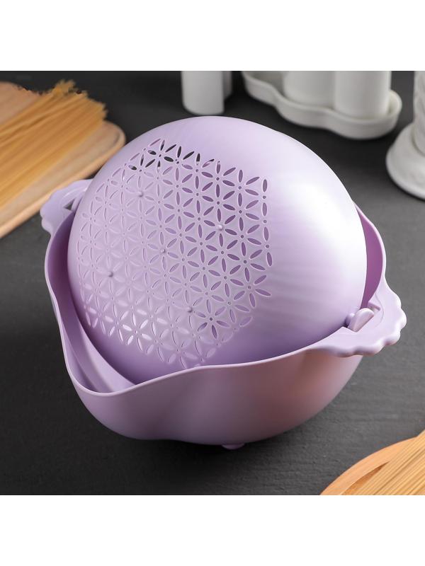 Дуршлаг кухонный с поддоном, d=25 см, цвет МИКС