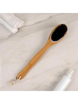 Щётка массажная для тела Доляна, с ручкой и массажёром, натуральная щетина