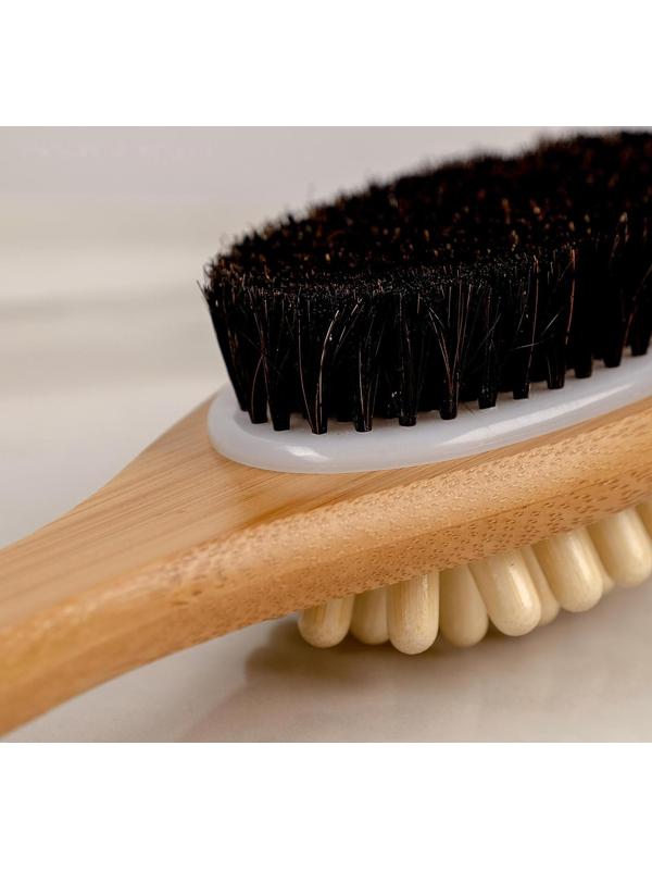 Щётка массажная для тела Доляна, с ручкой и массажёром, натуральная щетина