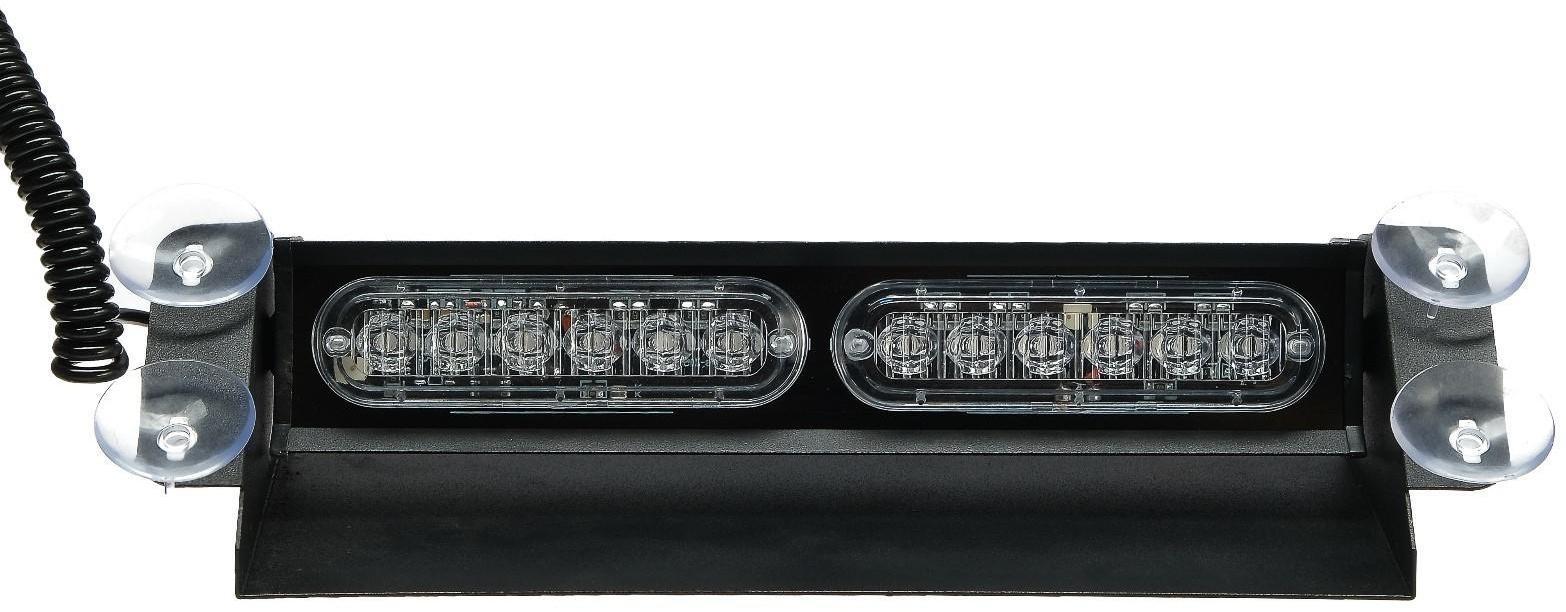 Сигнальный стробоскоп под лобовое стекло 12 LED, 12В, 9 режимов, красно-синий