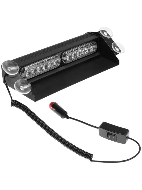 Сигнальный стробоскоп под лобовое стекло 12 LED, 12В, 9 режимов, красно-синий