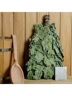 Веник для бани дубовый с чабрецом, в индивидуальной упаковке