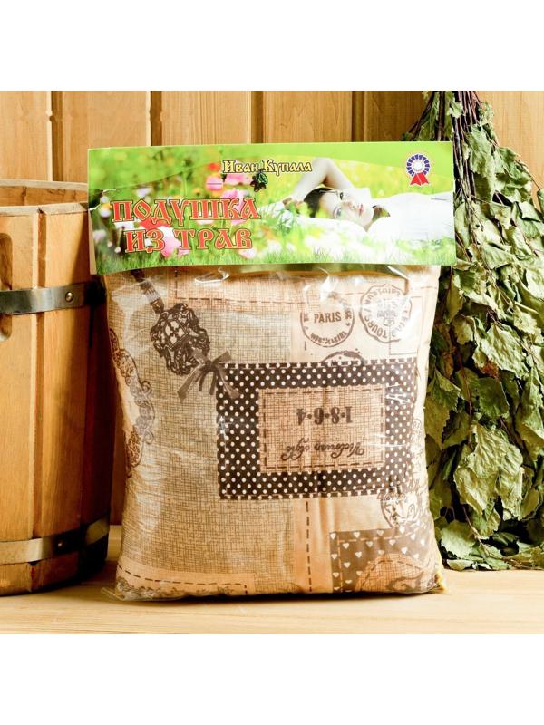 Подушка из кавказских трав на основе листьев дуба и эвкалипта, МИКС, 27×27 см