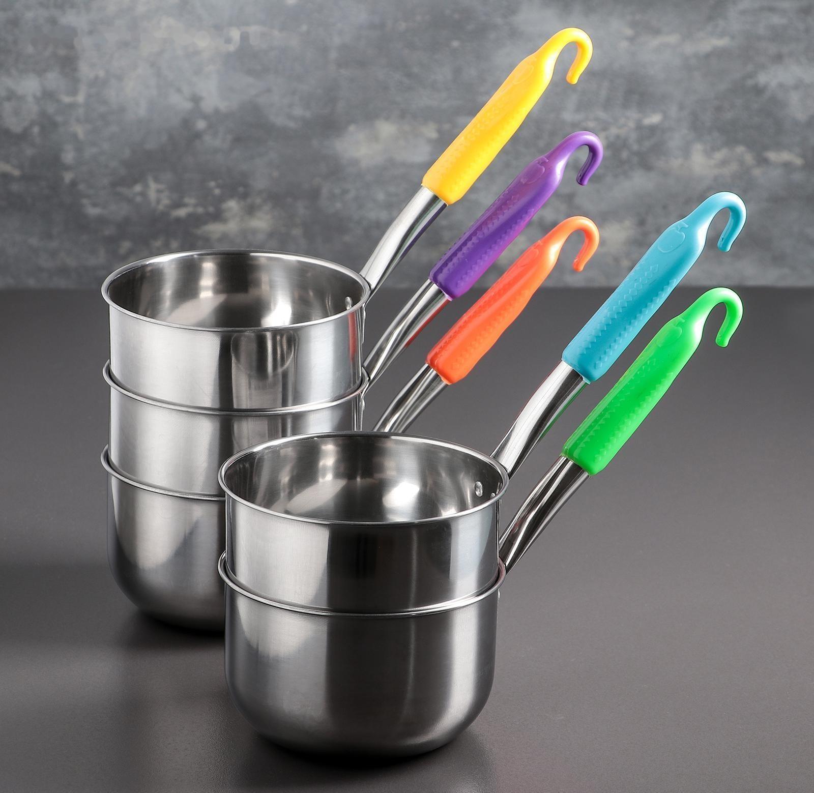 Ковш из нержавеющей стали, 1 л, пластиковая ручка, цвет ручки МИКС