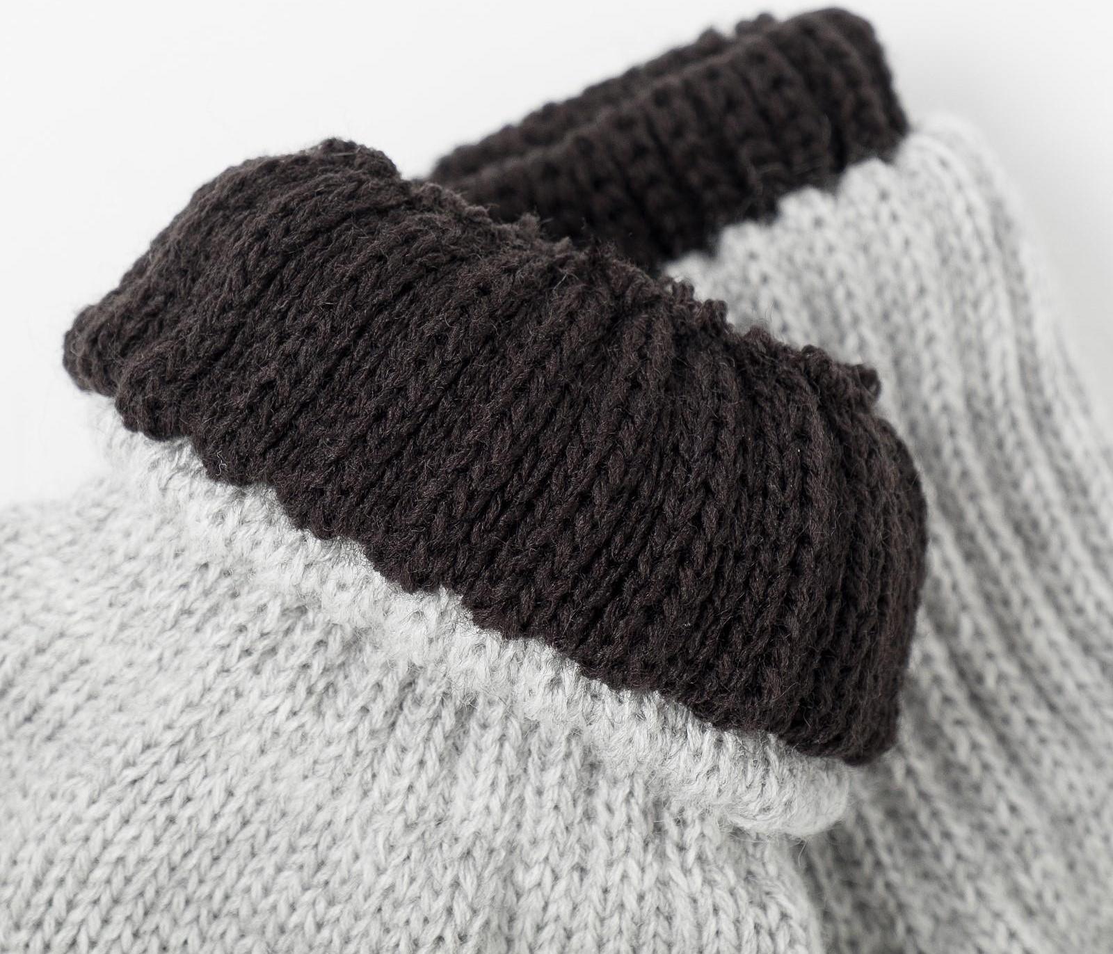 Перчатки детские двойные, чёрный/серый, размер 16