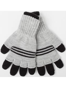 Перчатки детские двойные, чёрный/серый, размер 16